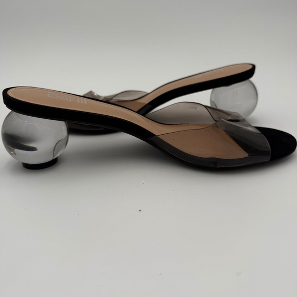 Bar III Cally Women Clear Strap Block Heel Mules Slide Sandals Black Size 8 EUC - Picture 6 of 8